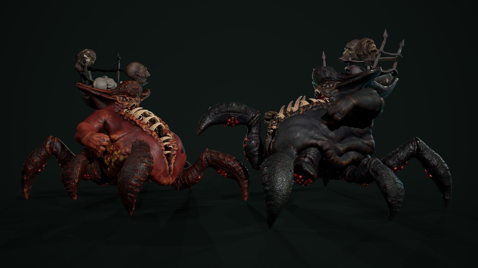 Gluttony demon riding on spider Low-poly 3D model_13