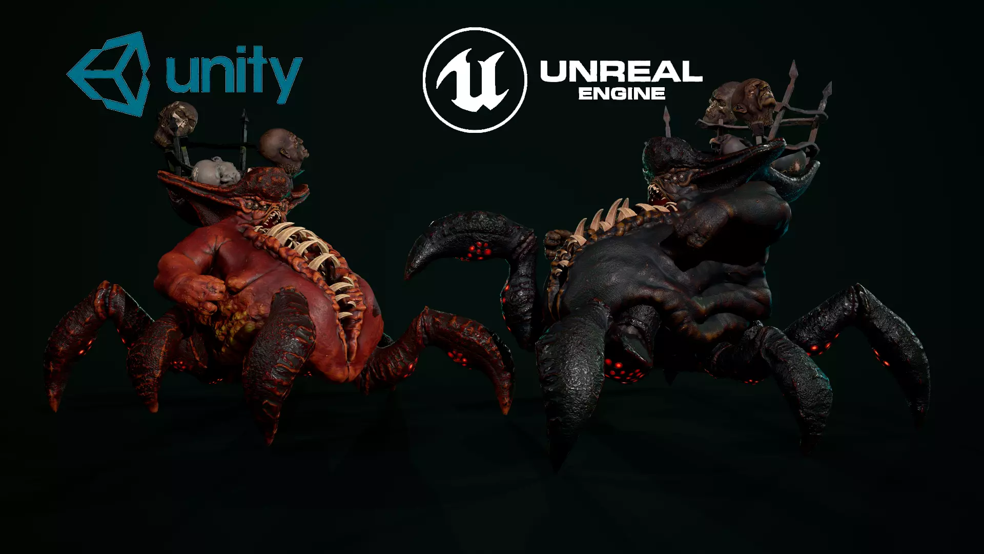 Gluttony demon riding on spider Low-poly 3D model_0