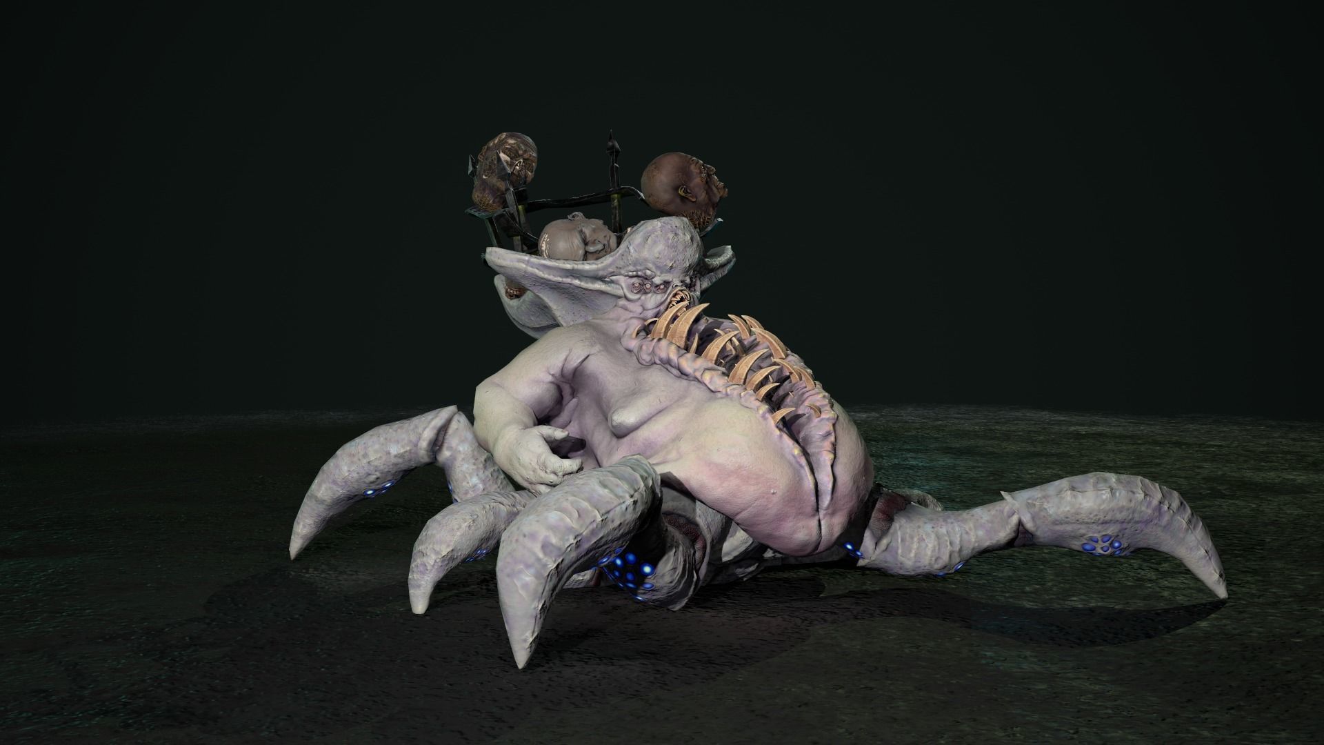 Gluttony demon riding on spider Low-poly 3D model_3
