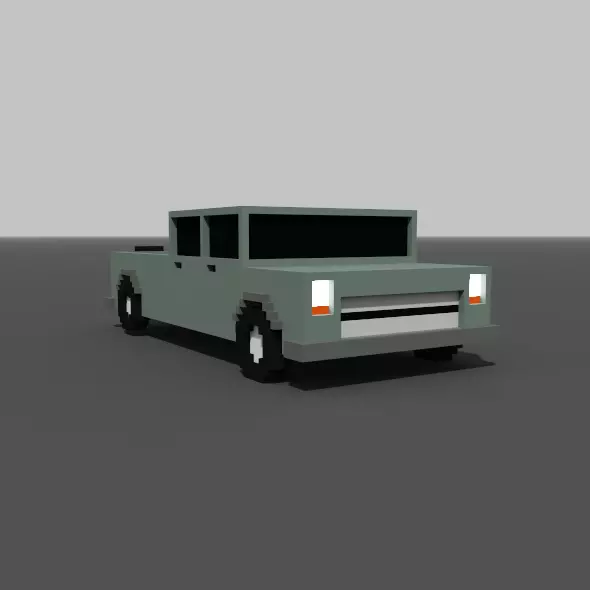 Low Poly Long Pickup - Voxel - for game VR AR 3D Printing Low-poly 3D model_0