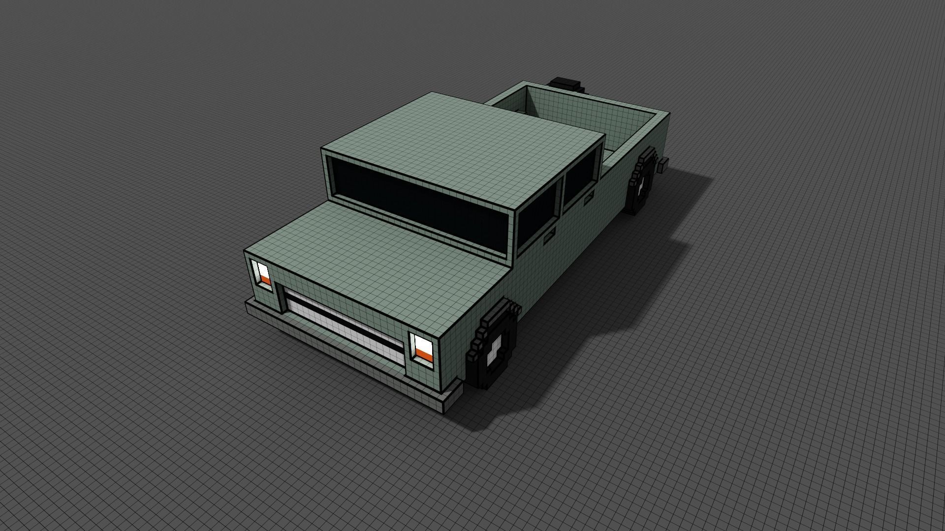 Low Poly Long Pickup - Voxel - for game VR AR 3D Printing Low-poly 3D model_8
