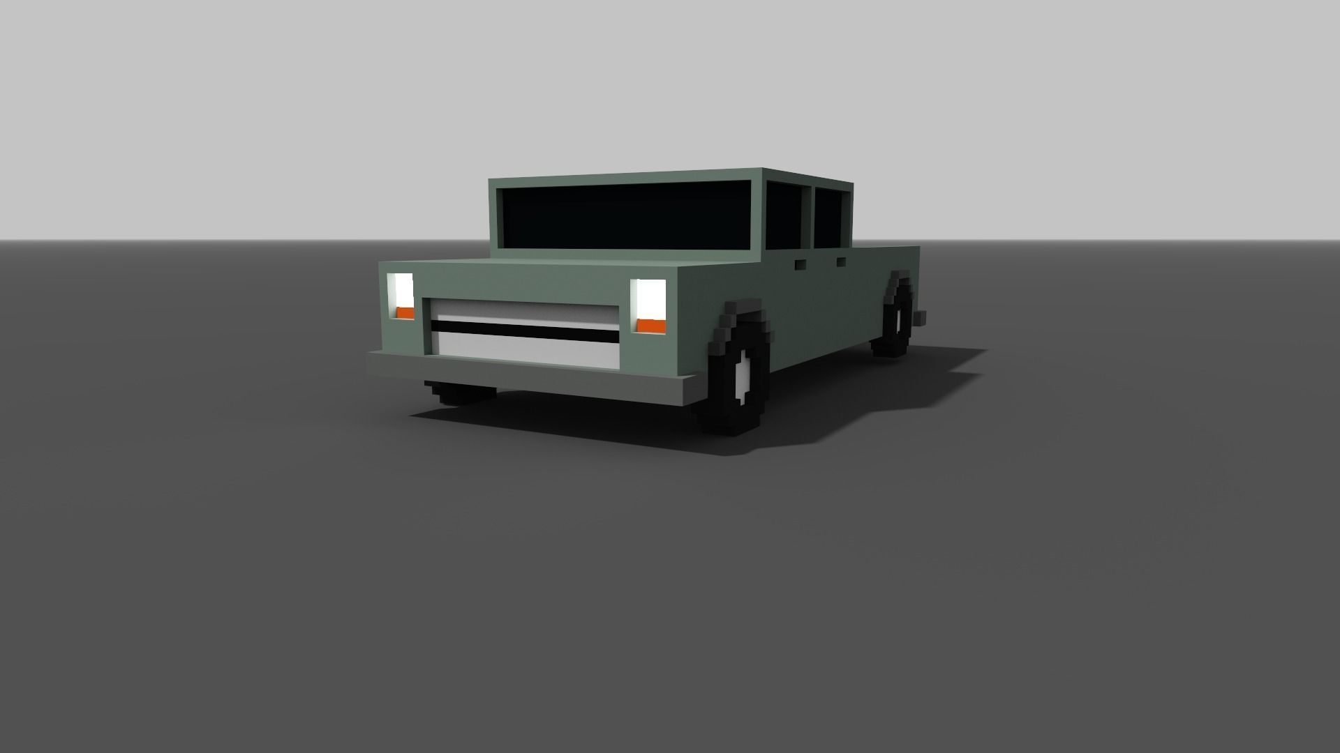 Low Poly Long Pickup - Voxel - for game VR AR 3D Printing Low-poly 3D model_1