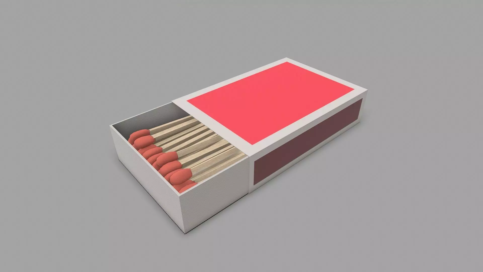 Matchbox box with cover Low-poly 3D model_0