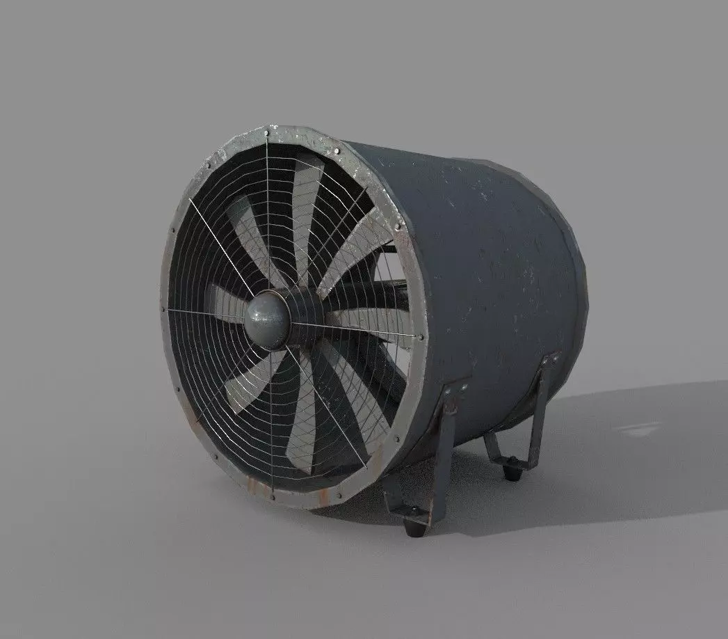 Industrial Rusted Fan Low-poly 3D model_0
