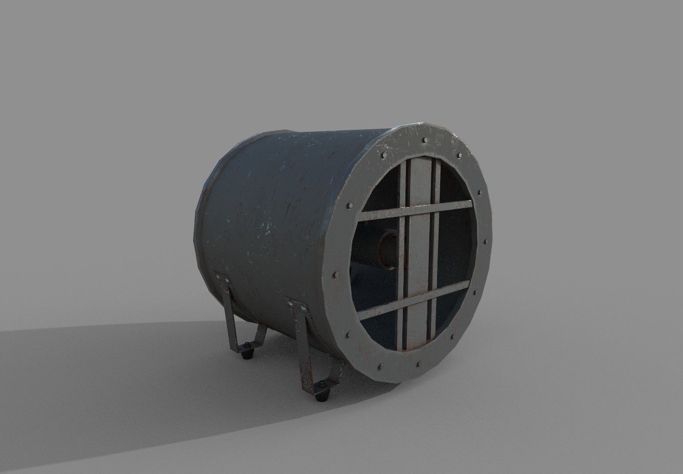 Industrial Rusted Fan Low-poly 3D model_3