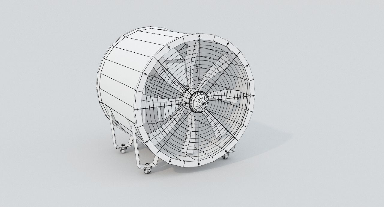 Industrial Rusted Fan Low-poly 3D model_7