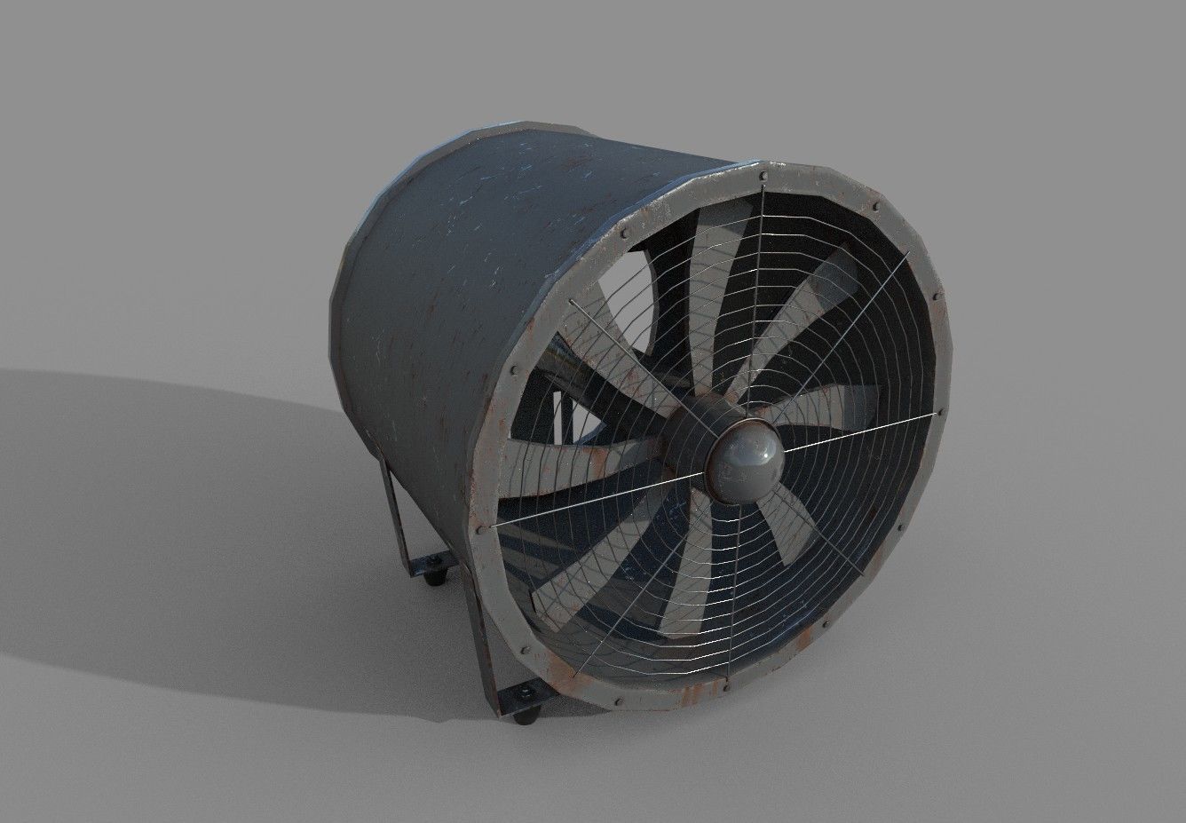 Industrial Rusted Fan Low-poly 3D model_2