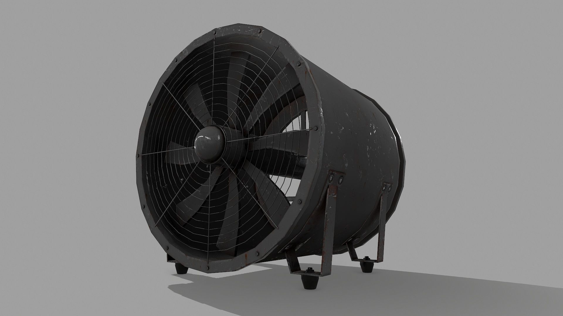 Industrial Rusted Fan Low-poly 3D model_6
