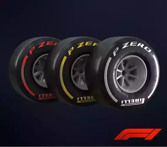 Formula 1 Wheel - 3 different softness -  Low-poly 3D model