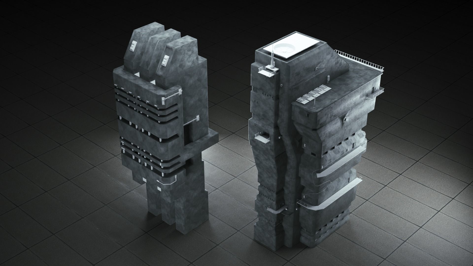 Bladerunner Cyberpunk Buildings vol 2 Low-poly 3D model_6