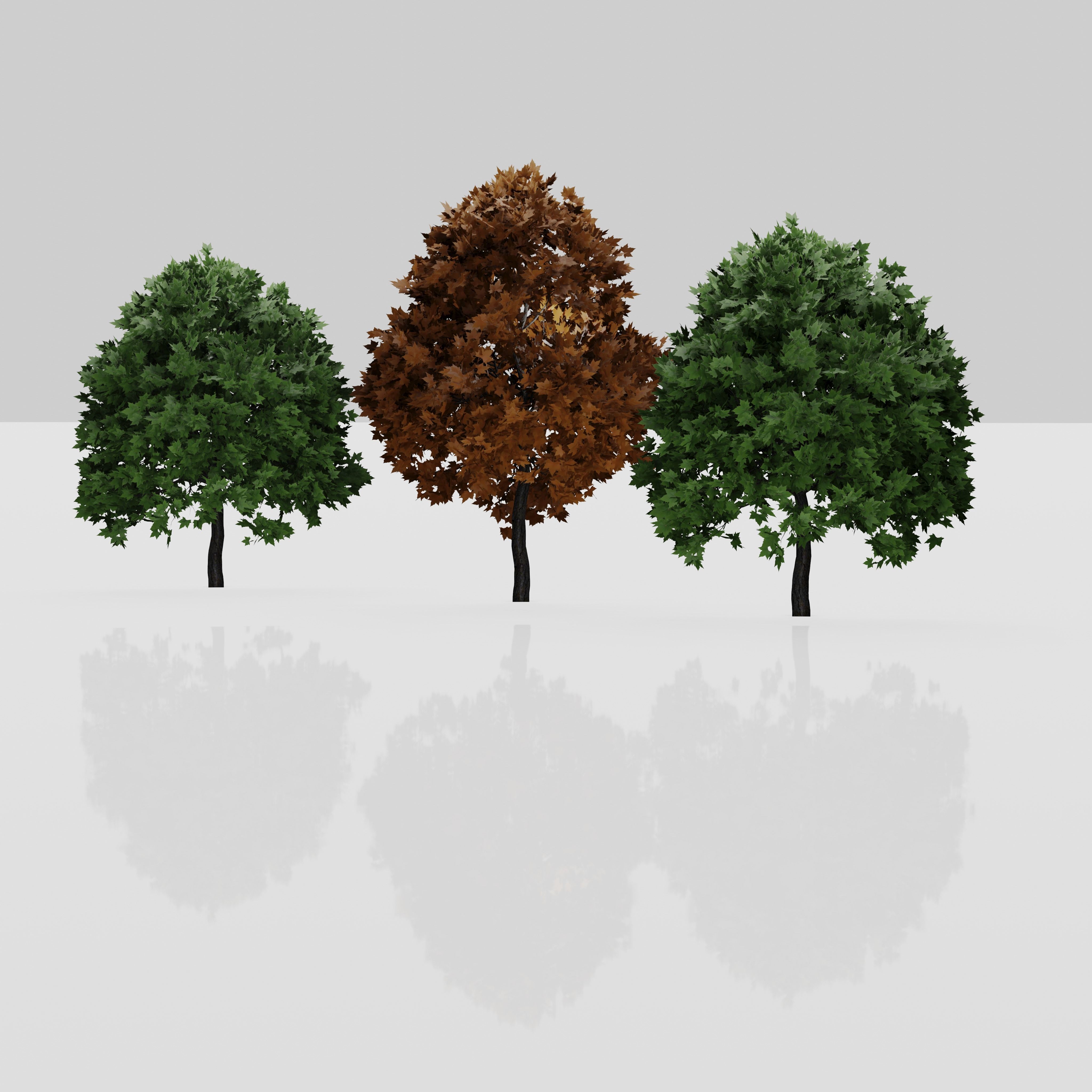 Low Poly Single Plane Maple Trees Free low-poly 3D model_2