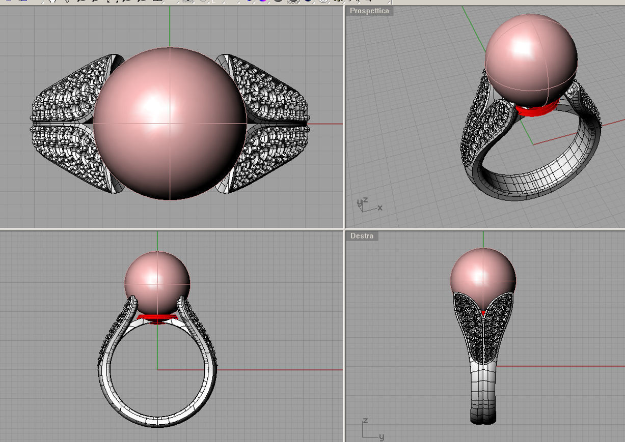 Ring with pearl anello perla thaiti 3D print model AP11 3D print model_2