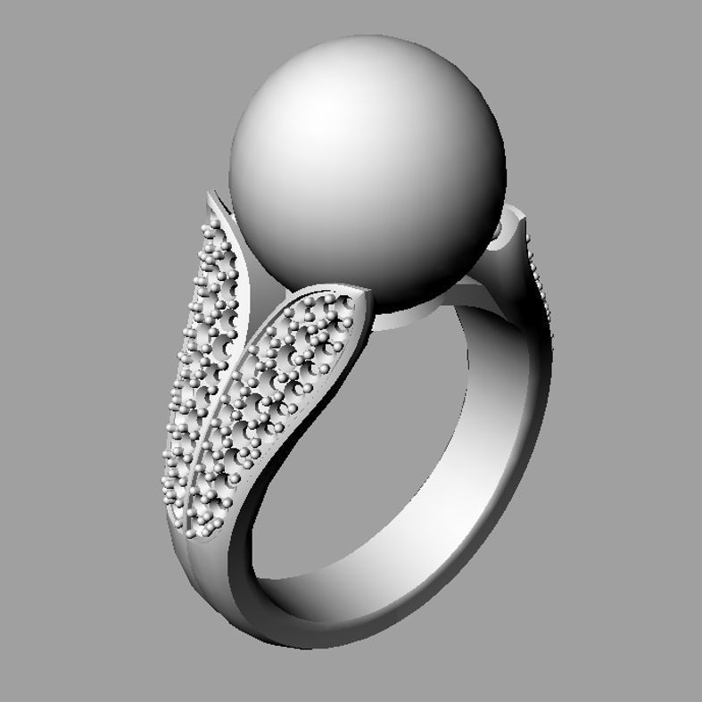 Ring with pearl anello perla thaiti 3D print model AP11 3D print model_4