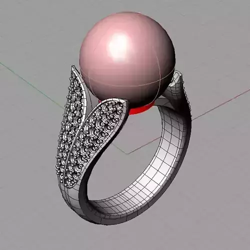 Ring with pearl anello perla thaiti 3D print model AP11