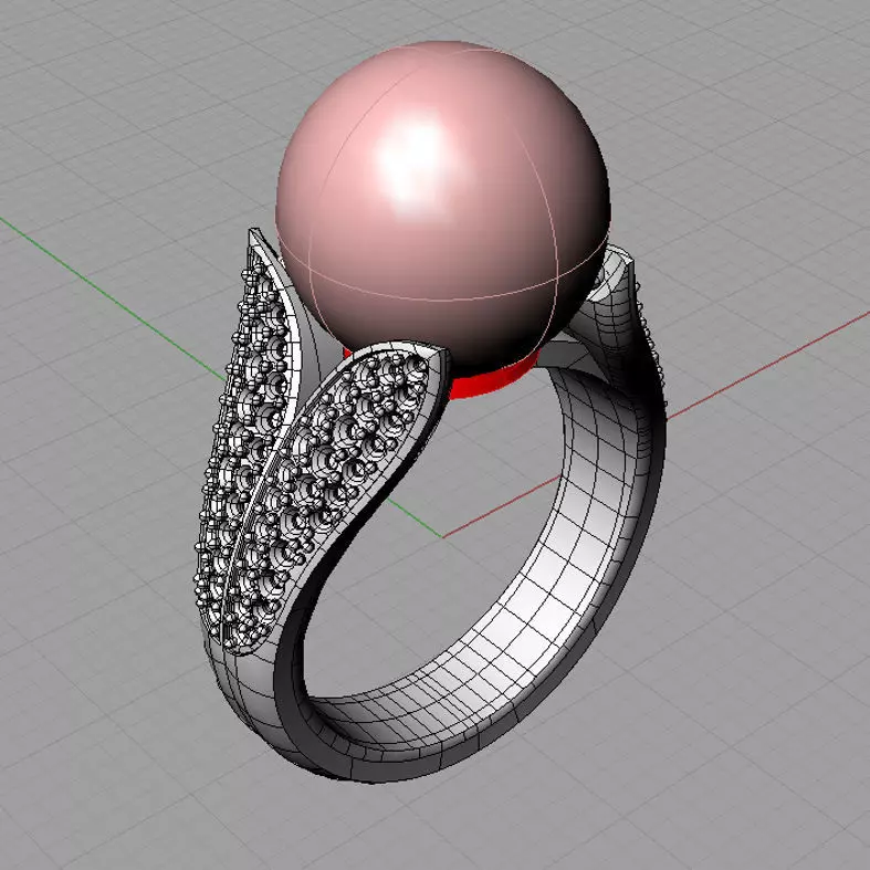 Ring with pearl anello perla thaiti 3D print model AP11 3D print model_0