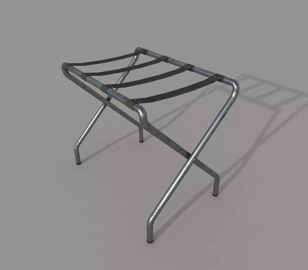 Dirty Suitcase Rack Low-poly 3D model_0