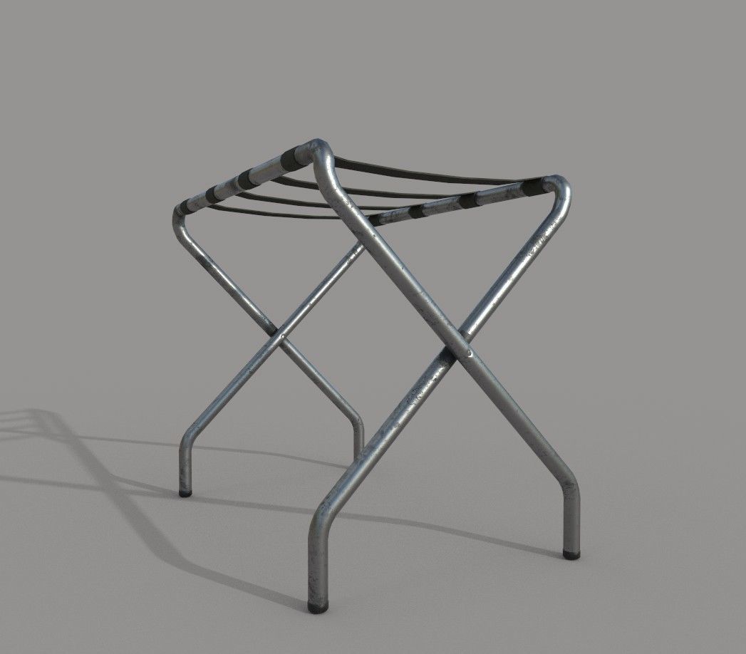 Dirty Suitcase Rack Low-poly 3D model_5