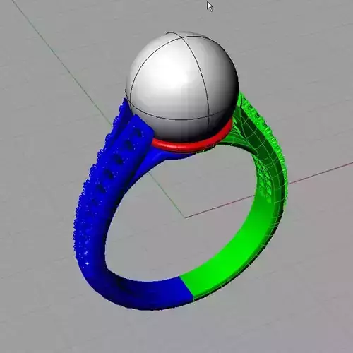 Ring with perl anello perla thaiti 3D print model AP12