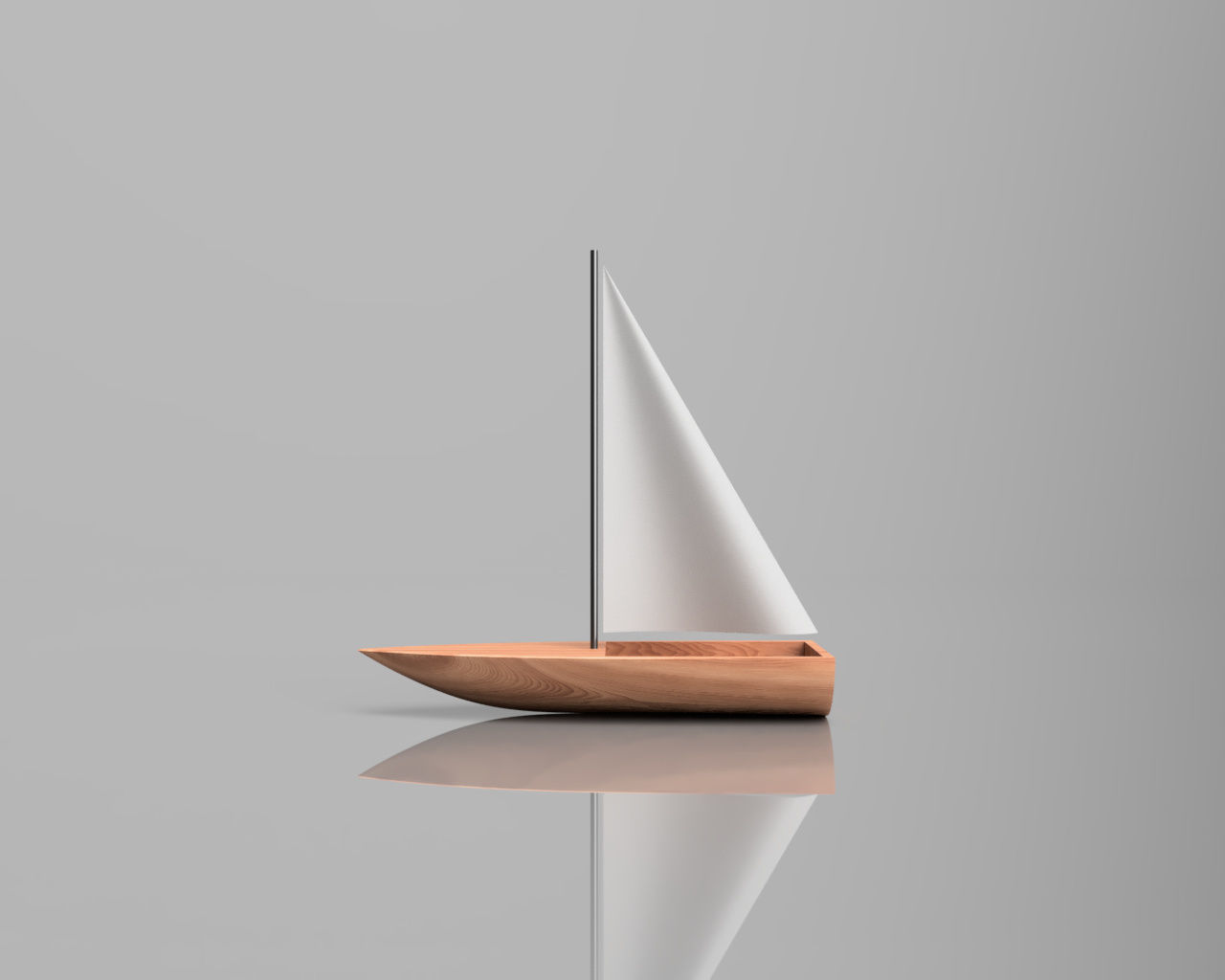 Minimalist Wood Boat 3D model_2