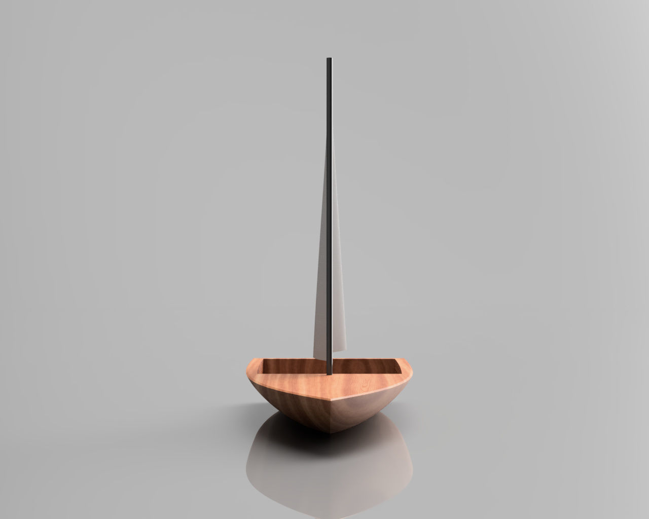 Minimalist Wood Boat 3D model_3