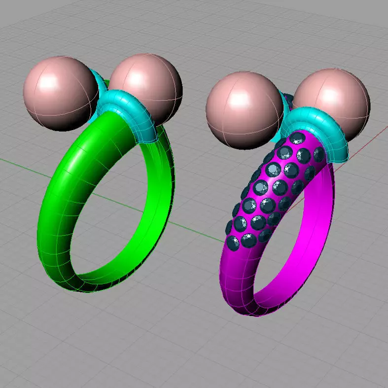 set Ring with pearl anello perla thaiti 3D print model AP13 3D print model
