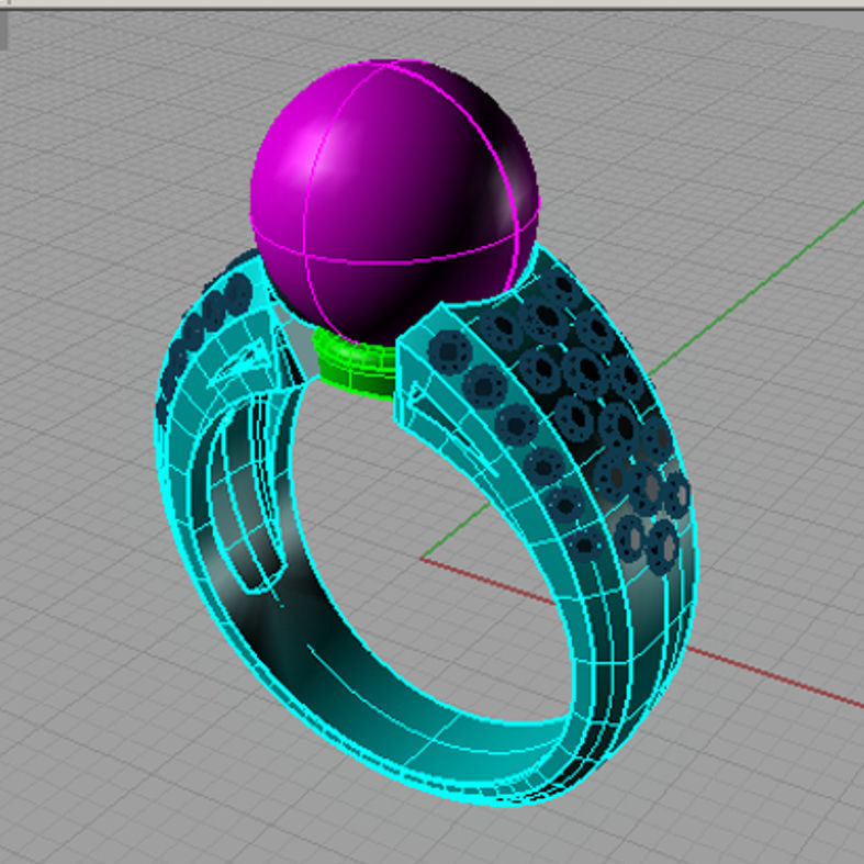 Ring with perl diamonds anello co perla thaiti diamanti   AP15 3D print model_8