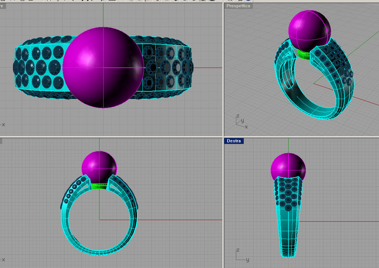 Ring with perl diamonds anello co perla thaiti diamanti   AP15 3D print model_3