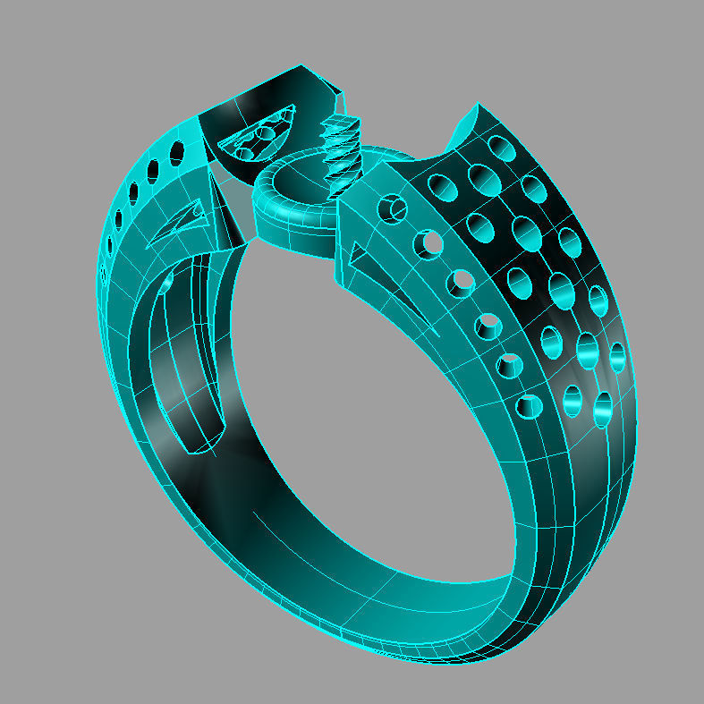 Ring with perl diamonds anello co perla thaiti diamanti   AP15 3D print model_4