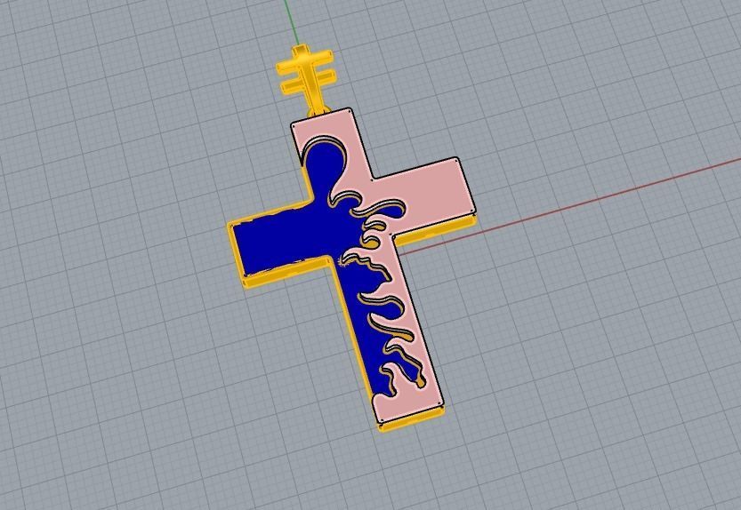 Pendant Cross White Enamel 3D print model_3