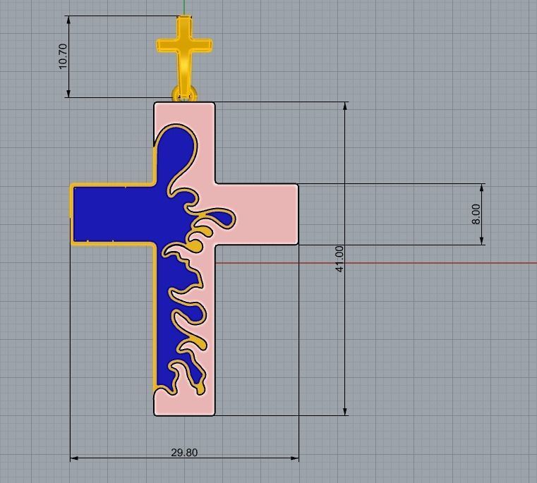 Pendant Cross White Enamel 3D print model_5