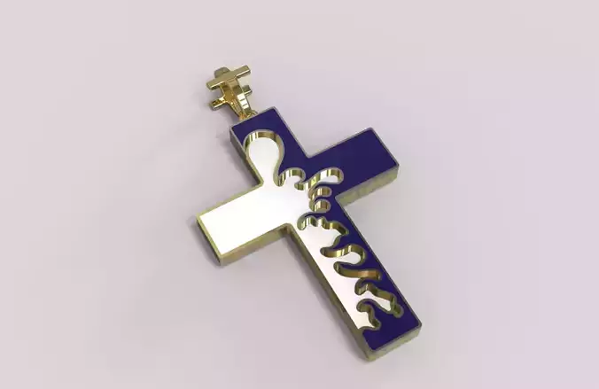 Pendant Cross White Enamel