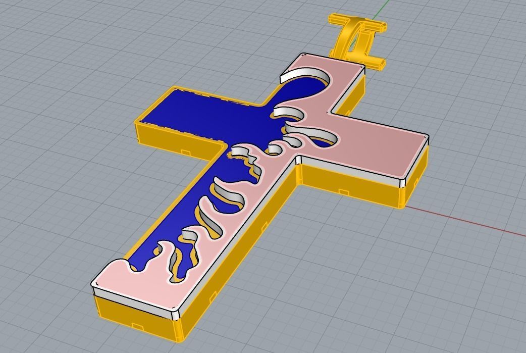 Pendant Cross White Enamel 3D print model_4
