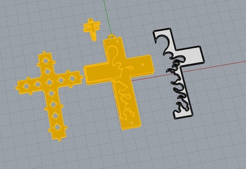 Pendant Cross White Enamel 3D print model_7