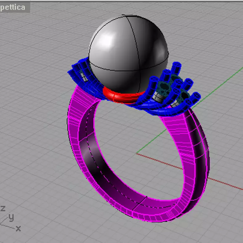 Ring with perl diamonds anello perla thaiti diamanti AP16 3D print model