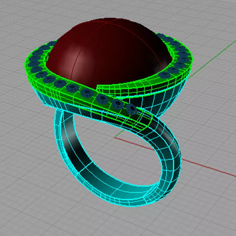 Ring with perl  Mabe anello perla diamanti AP18 3D print model_0