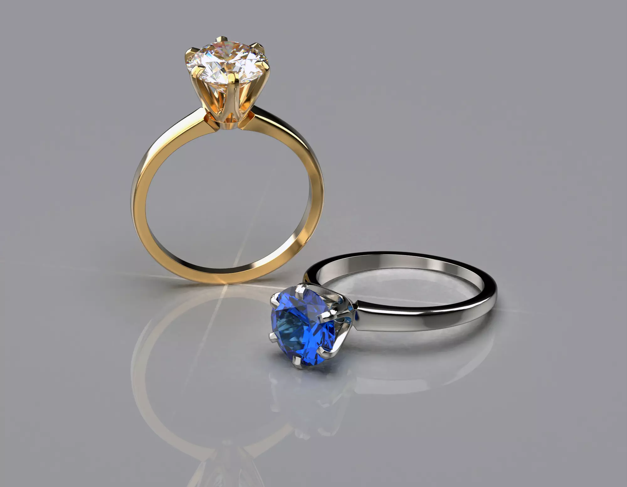 Engagement gemstone ring Tiffany style 3D printable model FREE Free 3D print model