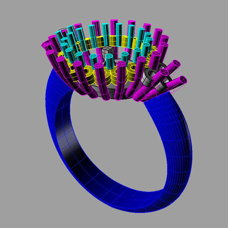 Ring with perl diamonds anello con perla thaiti diamanti AP20 3D print model_3