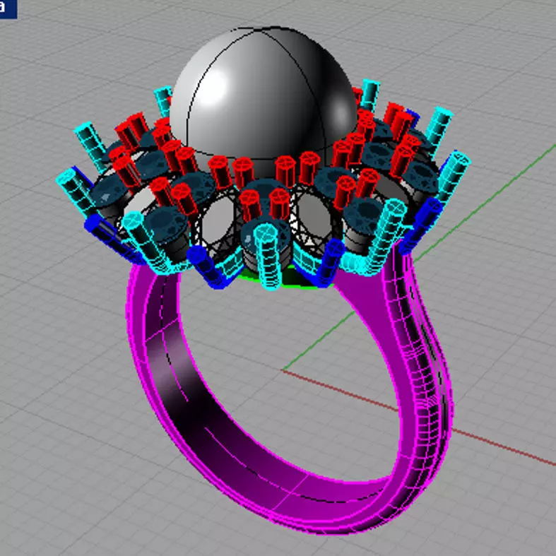 Ring with perl diamonds anello con perla thaiti diamanti AP21 3D print model