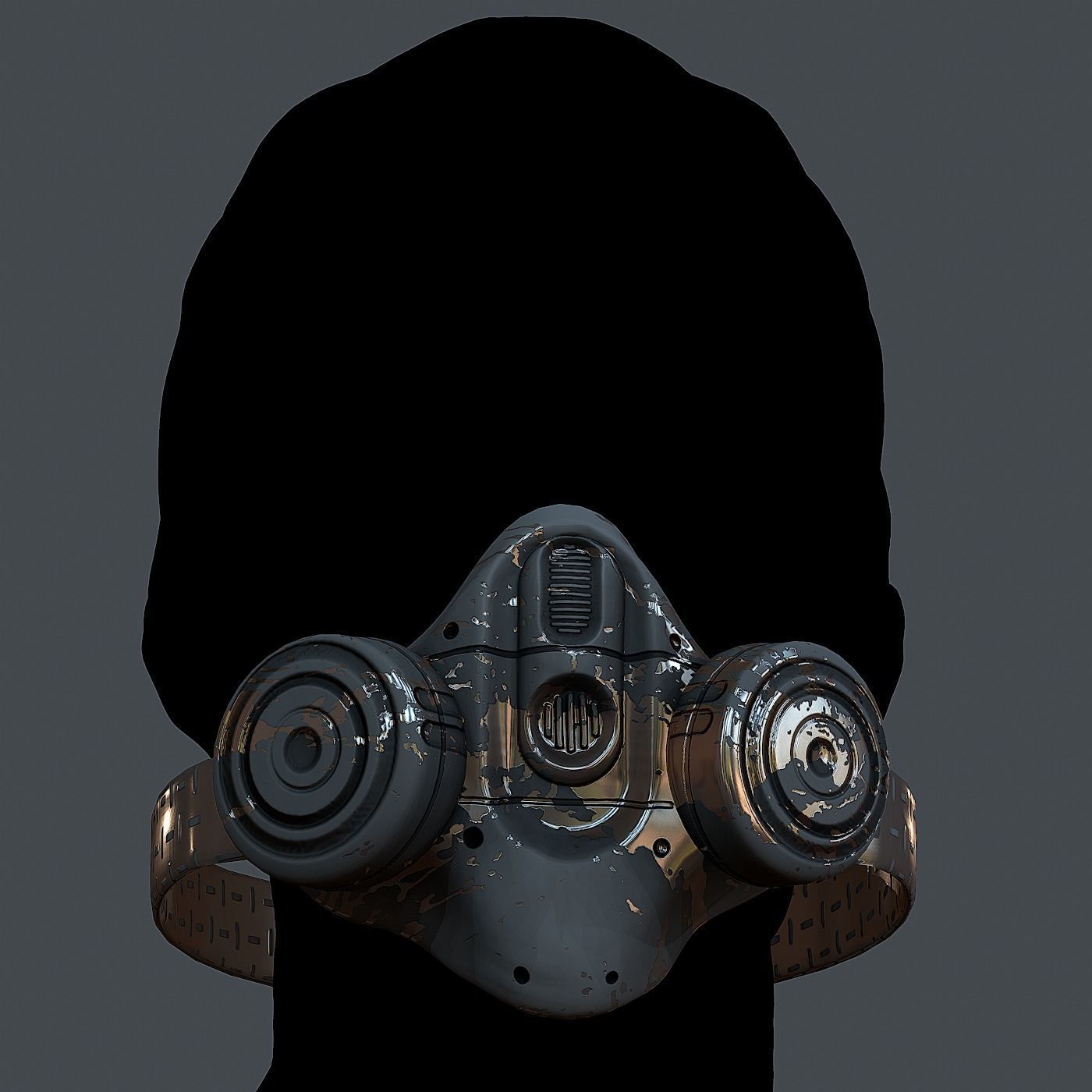 Gas mask helmet 3d model scifi Low-poly  Low-poly 3D model_2