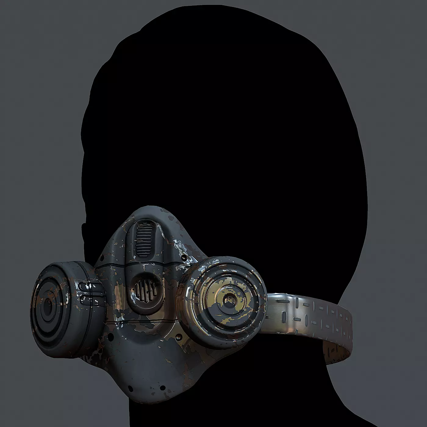 Gas mask helmet 3d model scifi Low-poly  Low-poly 3D model_0