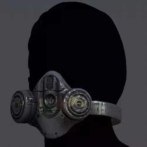 Gas mask helmet 3d model scifi Low-poly 