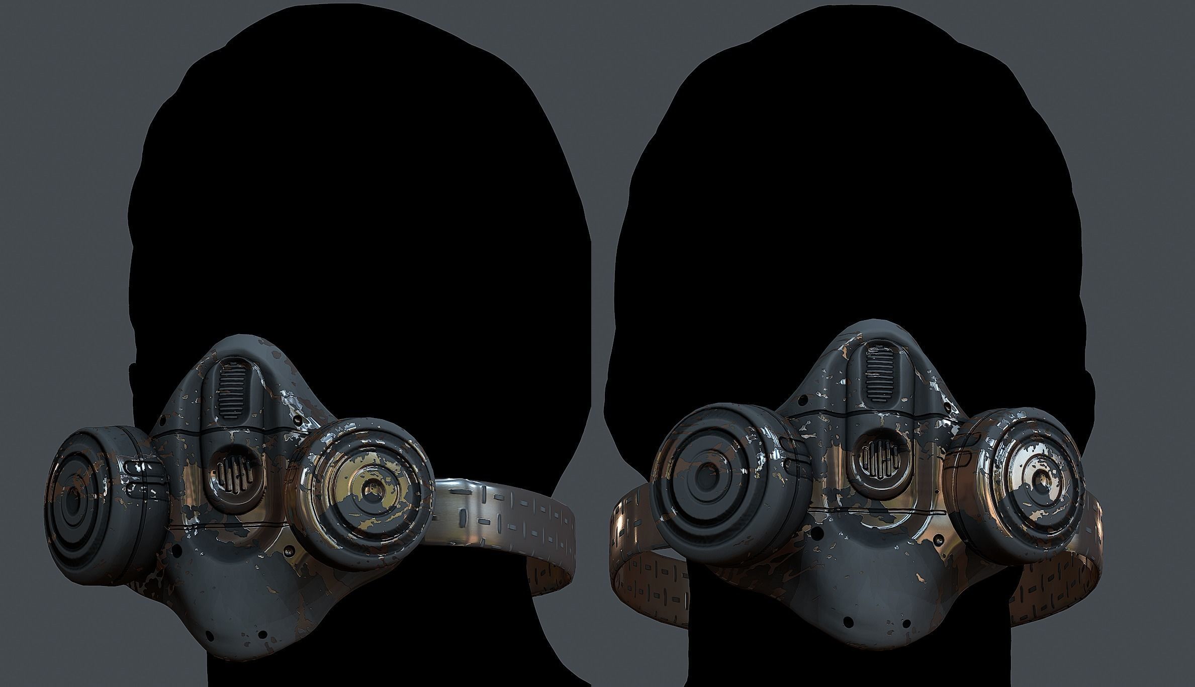 Gas mask helmet 3d model scifi Low-poly  Low-poly 3D model_1