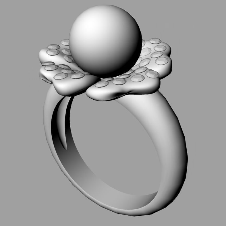 Ring with perl diamonds anello con perla thaiti diamanti AP22 3D print model_5