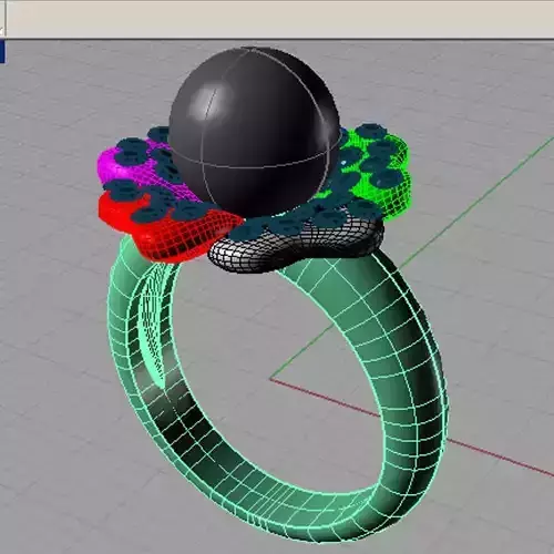 Ring with perl diamonds anello con perla thaiti diamanti AP22 3D print model