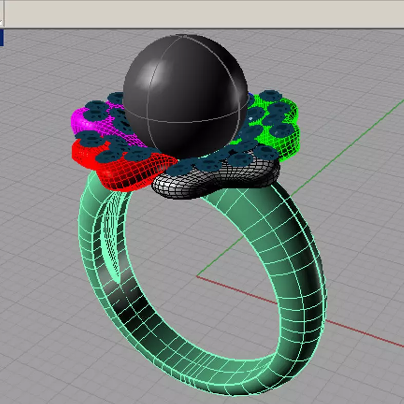 Ring with perl diamonds anello con perla thaiti diamanti AP22 3D print model_0