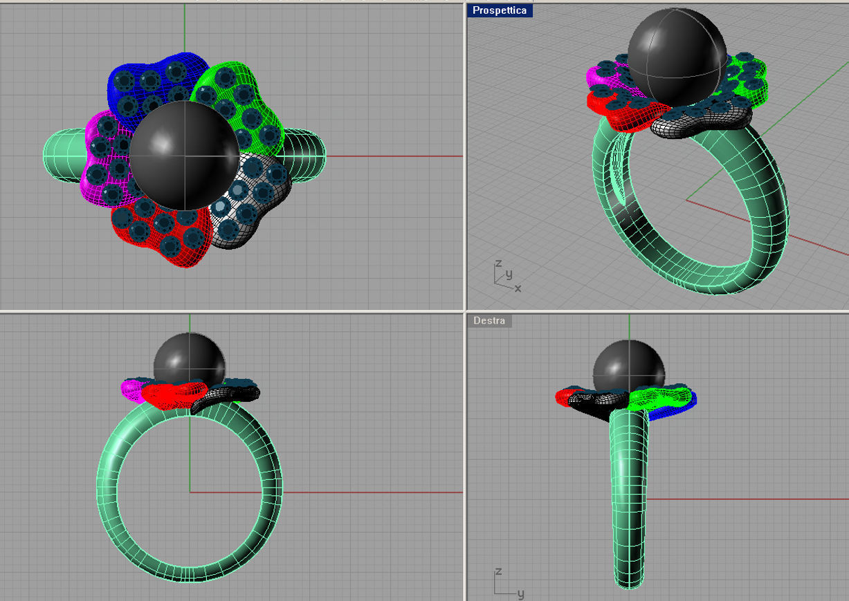 Ring with perl diamonds anello con perla thaiti diamanti AP22 3D print model_2