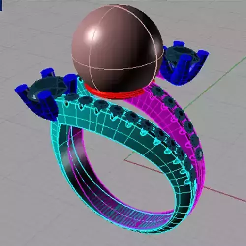 Ring with perl diamonds anello con perla thaiti diamanti AP23 3D print model