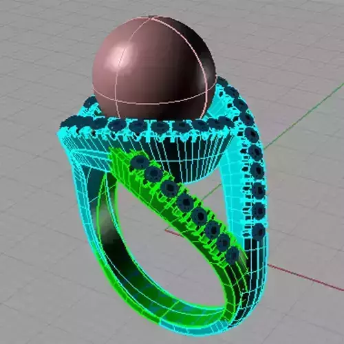 Ring with perl diamonds anello con perla thaiti diamanti AP24 3D print model
