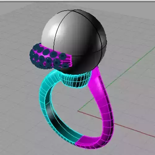 Ring with perl diamonds anello con perla thaiti diamanti AP25 3D print model