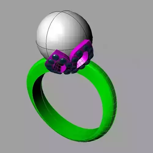 Ring with perl diamonds anello con perla thaiti diamanti AP26 3D print model